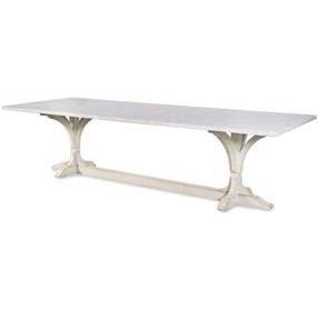 Tara Shaw Tuscan Aged White 96" Rectangular Marble Top Lucca Ii Dining Table