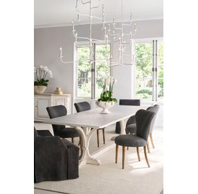 Tara Shaw Tuscan Aged White 120" Rectangular Marble Top Lucca Ii Dining Table