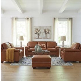 Ironvale Nutmeg Leather Living Room Set
