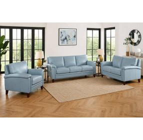 Wendover Spa Blue Leather Living Room Set