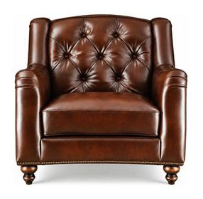 Kingswell Brown Leather Upholstered Accent Chair with Nailhead Trim