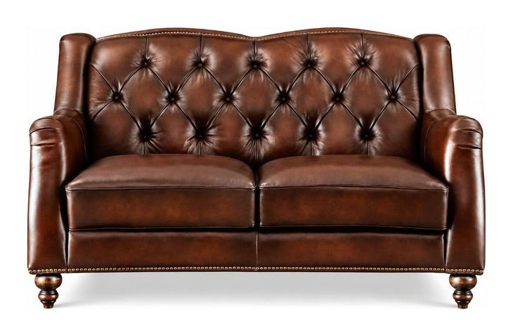 Kingswell Brown Leather 65" Loveseat with Nailhead Trim