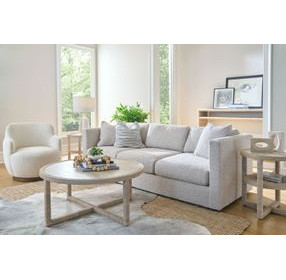 Azure Abaca and Travertine Round Occasional Table Set