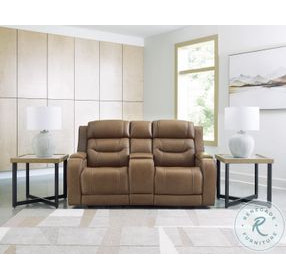 Dreamer Caramel Leather Power Reclining Loveseat with Audio Seating