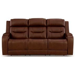 Dreamer Brown Leather Power Reclining Living Room Set with Audio Seating