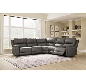 Burnley Anchor Leather 5 Piece Modular Power Reclining Sectional with USB Charging