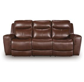 Mighty Moves Mahogany Leather Power Reclining Living Room Set