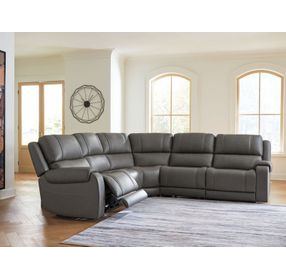 5Z Pendley Anchor Leather 5 Piece Modular Power Reclining Sectional with USB Charging and Heat Massage