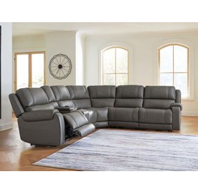 5Z Pendley Anchor Leather 6 Piece Modular Power Reclining Sectional with USB Charging and Console