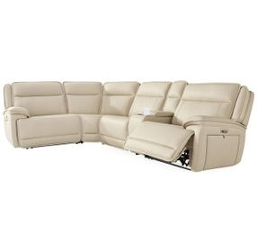 Double Deal Almond 5 Piece Reclining Sectional with Console