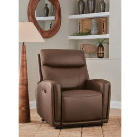 Casa Maria Umber Leather Auto Glide Power Recliner with Power Headrest and USB Charging