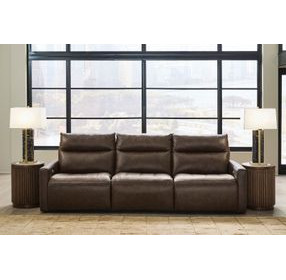 ModZ Chocolate Leather 3 Piece Modular Power Reclining Sectional with Power Headrest and USB Charging