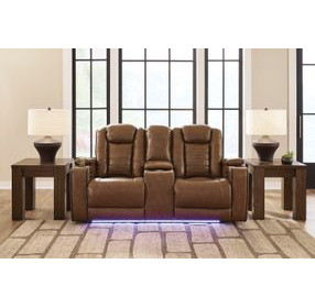 Mestrino Amber Leather 77" Power Reclining Loveseat with Console and USB Charging