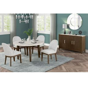 Essence White and Brown 54" Round Marble Top Dining Table