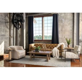 Wenston Sienna Aztec 90" Leather Sofa with Pillows