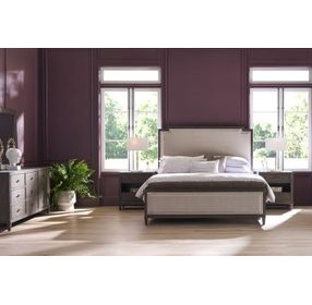 Montclair Cocoa and Silken Fog Queen Upholstered Panel Bed