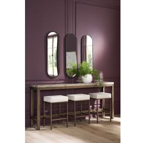 Montclair Brindle and Smoked Gold Rectangular Travertine Top Console Table with Stools