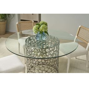 Oasis Antique Nickel 60" Round Glass Top Dining Room Set