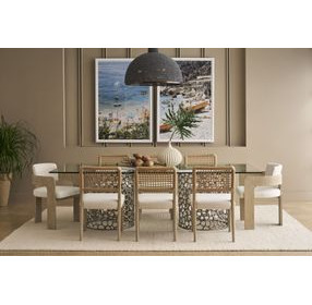 Oasis Antique Nickel 100" Rectangular Glass Top Dining Room Set