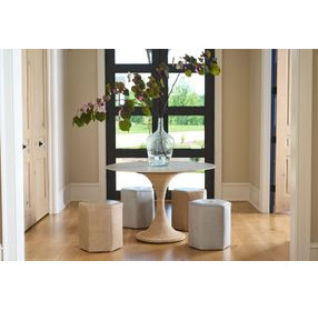 Oasis Abaca and Travertine 44" Round Dining Table