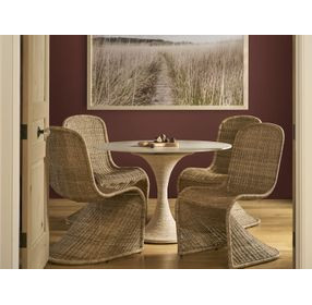 Oasis Abaca and Travertine 44" Round Dining Room Set