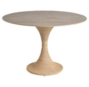 Oasis Abaca and Travertine 44" Round Dining Room Set