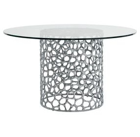 Oasis White 54" Round Glass Top Dining Room Set