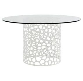 Azure White 54" Round Glass Top Dining Room Set