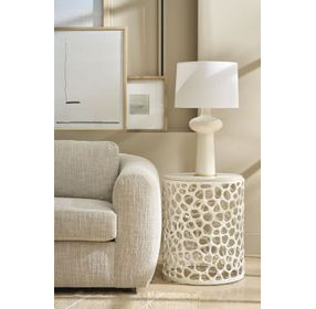 Azure White Round Quartz Top Side Table