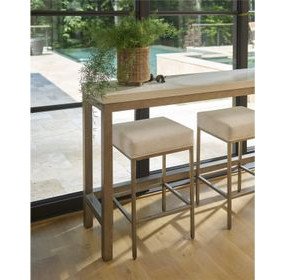 Oasis Antique Brass and Nomad Snow Performance Fabric Counter Height Console Stool