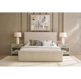 Azure Drift Yukon Sand Performance Fabric Queen Upholstered Panel Bed