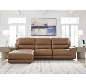 Spear Hill Caramel Leather 3 Piece Modular Reclining Sectional with LAF Chaise with USB Charging