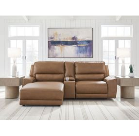 Spear Hill Caramel Leather 3 Piece Modular Power Reclining Sectional with LAF Chaise and USB Charging
