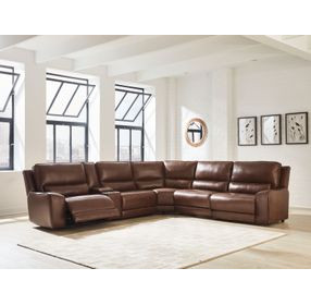 Spear Hill Canyon Leather 6 Piece Modular Reclining Sectional with Storage Console and USB Charging