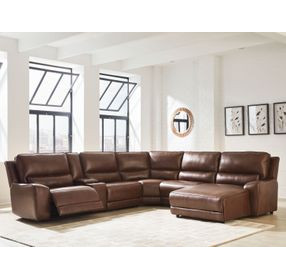 Spear Hill Canyon Leather 6 Piece Modular Power Reclining Sectional with RAF Chaise and USB Charging