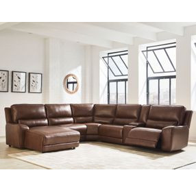 Spear Hill Canyon Leather 6 Piece Modular Power Reclining Sectional with USB Charging and Storage Console