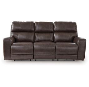 Side Step Smoke Leather Power Reclining Living Room Set