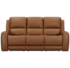 Belmont Lyric Caramel Leather Zero Gravity Power Reclining Living Room Set with USB Charging
