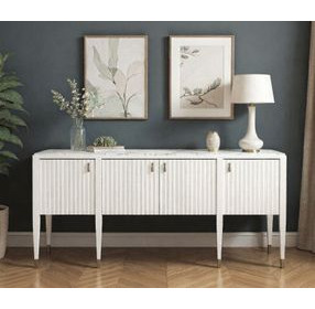 Eave Uplifting White 1 Drawer Sideboard with Stone Top