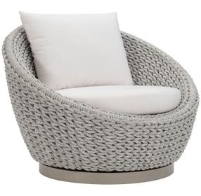 Savaii White Performance Fabric Outdoor Swivel Chair