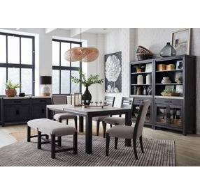 Plum Creek Ravenwood Black and White 4 Door Marble Top Sideboard