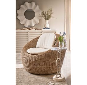 Azure Acrylic Top Round Chain Link Accent Table