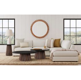 Jennings Polished Black and Royal Brown Round Stone Top End Table