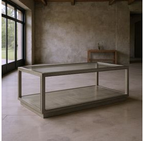 Glaze Quartz Rectangular Glass Top Occassional Table Set
