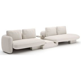 Overlap Ecru 3 Piece Modular Sectional with Armless Bumper