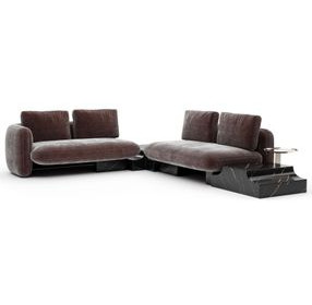 Overlap Dark Taupe 4 Piece Modular Sectional with Armless Bumper