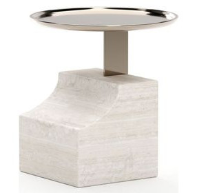 Overlap Travertine and Whisper of Gold Sectional Accent Table