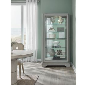 Medley Gray 1 Sliding Door Curio Cabinet with LED Lighting