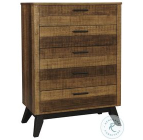 Urban Rustic Brushed Wheat 5 Drawer Chest