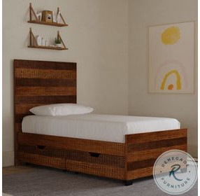 Urban Rustic Brushed Wheat Twin Bed with Storage